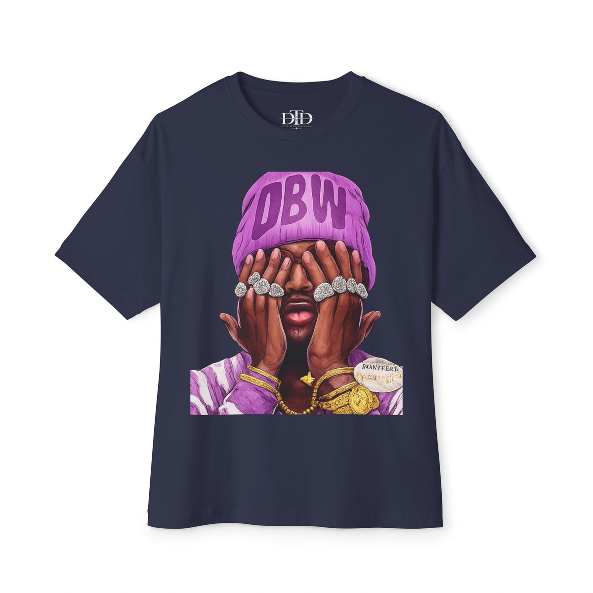 Boxy Tee — Purple Beanie Illustration Graphic T-Shirt