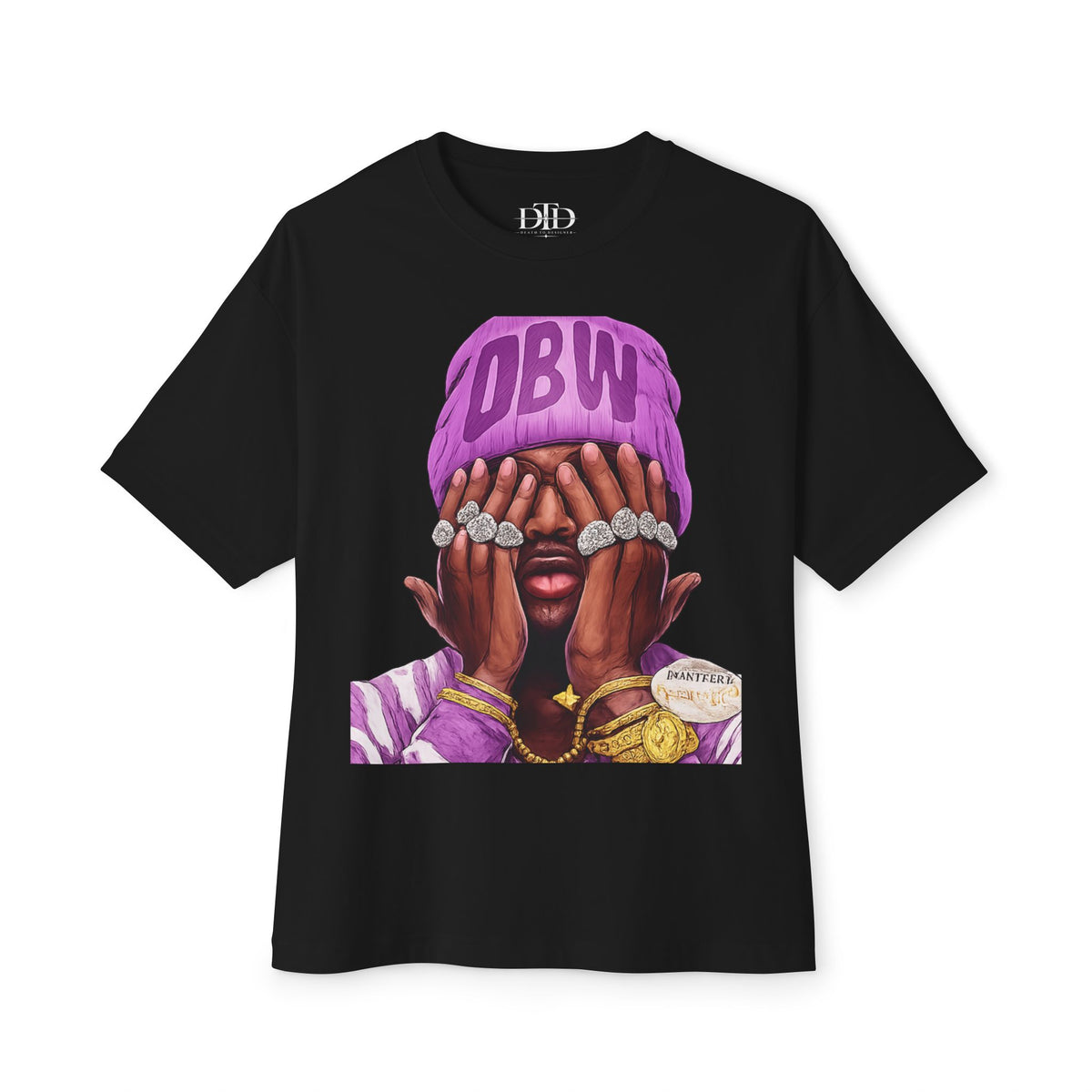 Boxy Tee — Purple Beanie Illustration Graphic T-Shirt