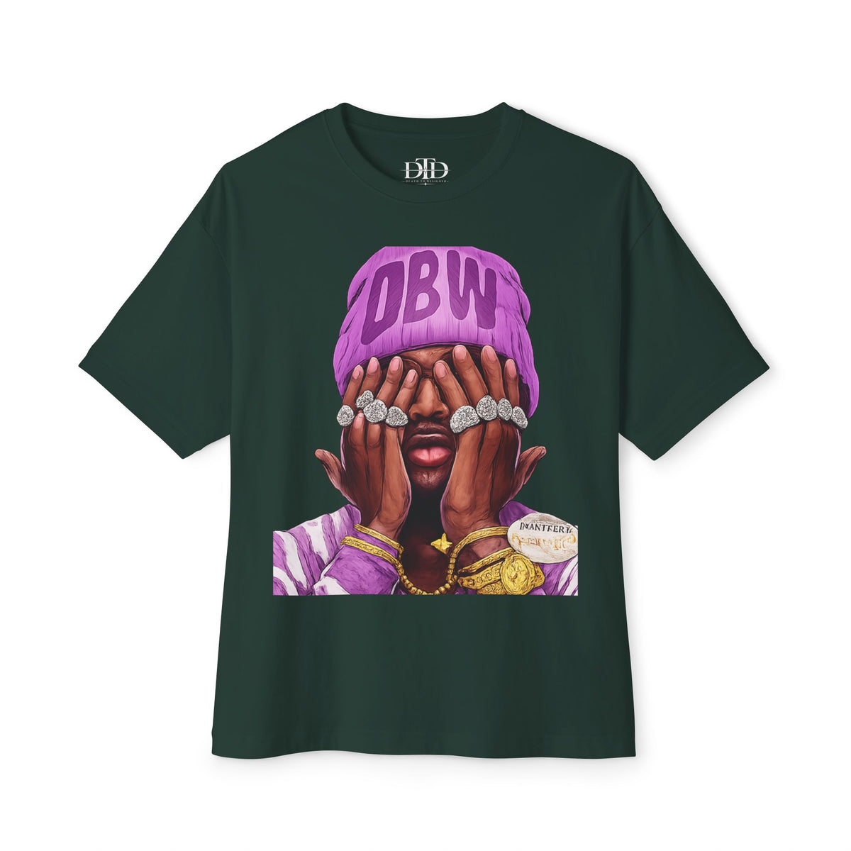 Boxy Tee — Purple Beanie Illustration Graphic T-Shirt